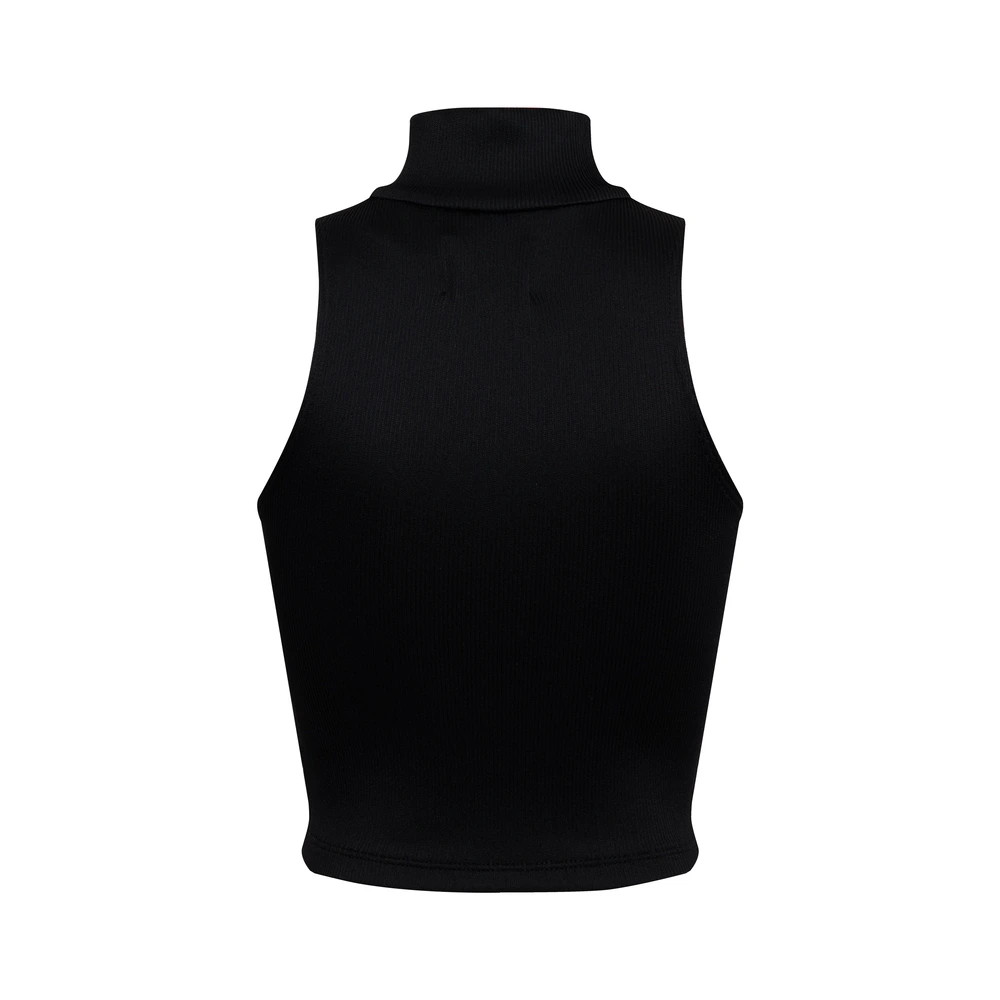 Rhude Ribbed Knit Turtle Neck Zip Top Black
