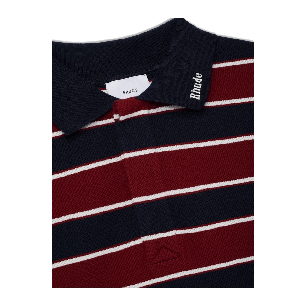 Rhude Fontaine Striped SS Polo Shirt Bordeaux / Blue / White