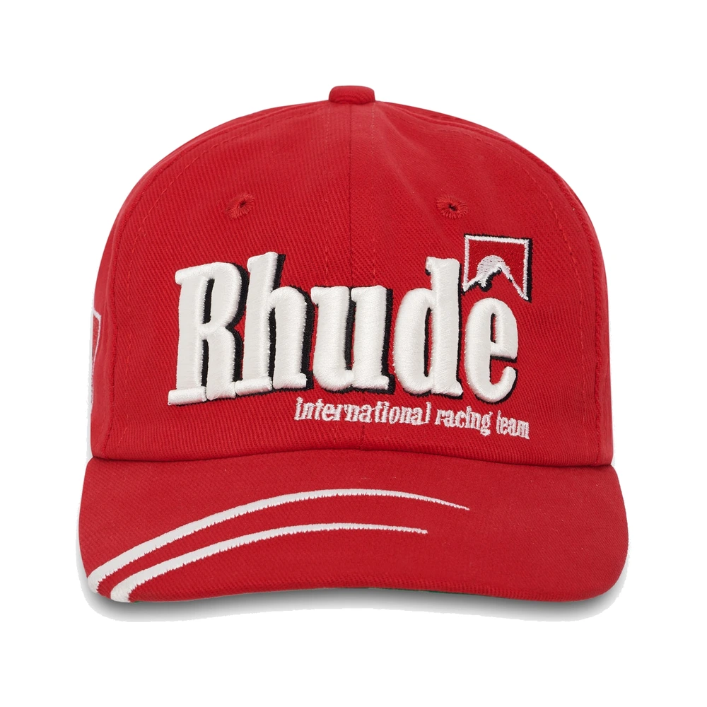 Rhude Moonlight Dual Stripe Curved Brim Hat Red / White