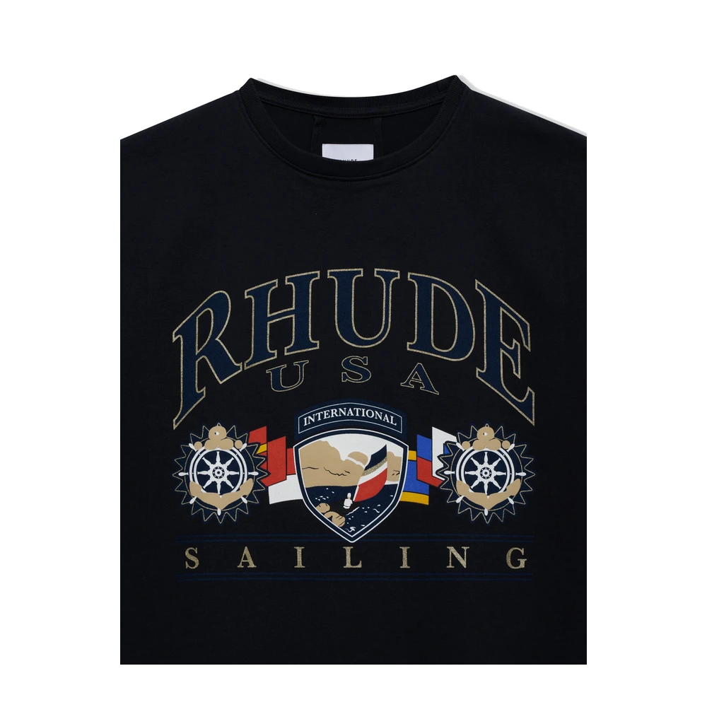 Rhude Usa Sailing Icon Tee Vintage Black / White