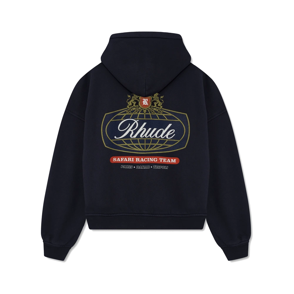 Rhude Safari Crest Zip-Up Hoodie Vintage Black / Blue / Red