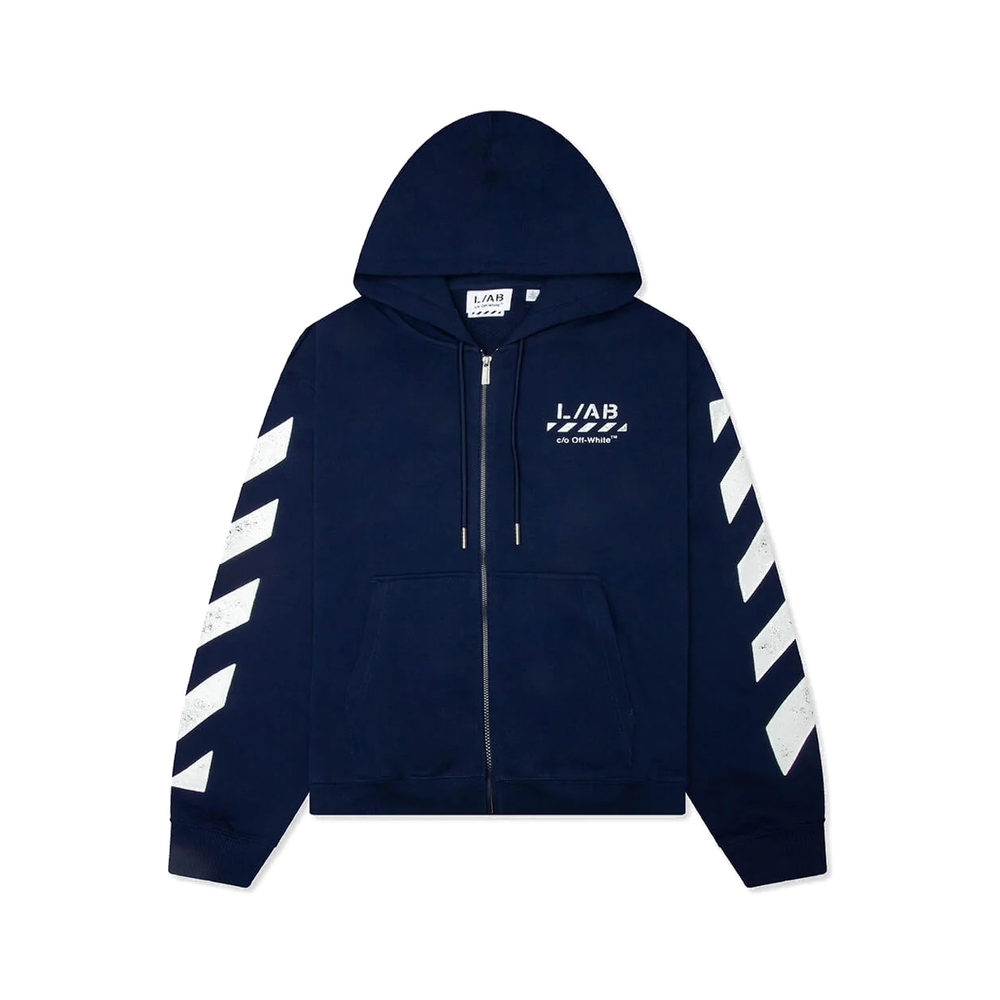 Off-White L/AB Core Diagonal Zip Hoodie Marine