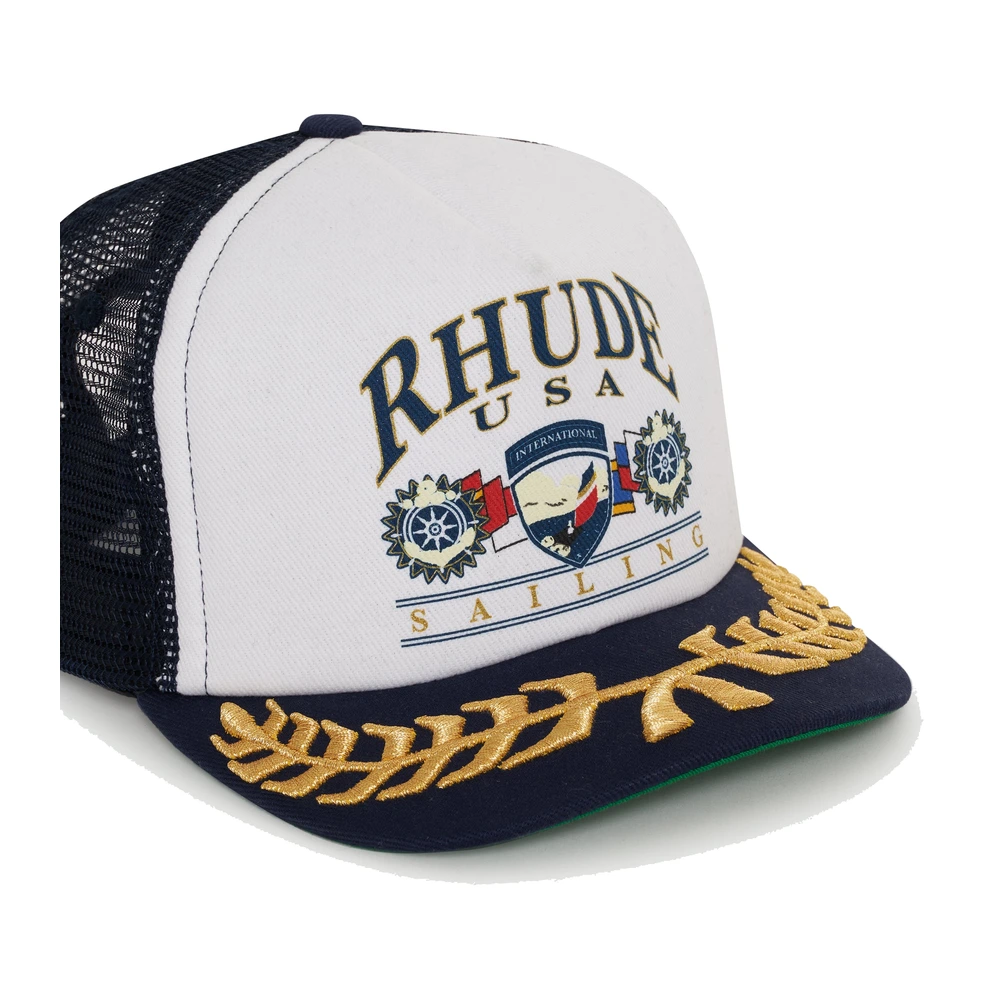 Rhude Usa Sailing Icon Trucker Hat Navy / White