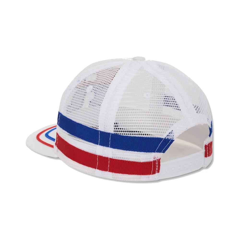 Rhude Split Petrol Logo Mesh Trucker Hat White / Blue / Red