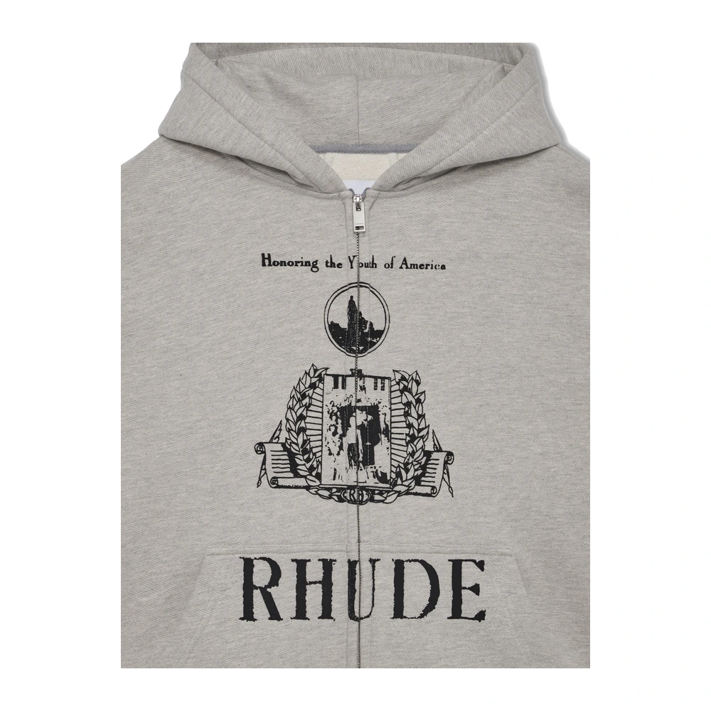 Rhude Youth of America Zip-Up Hoodie Vintage Grey