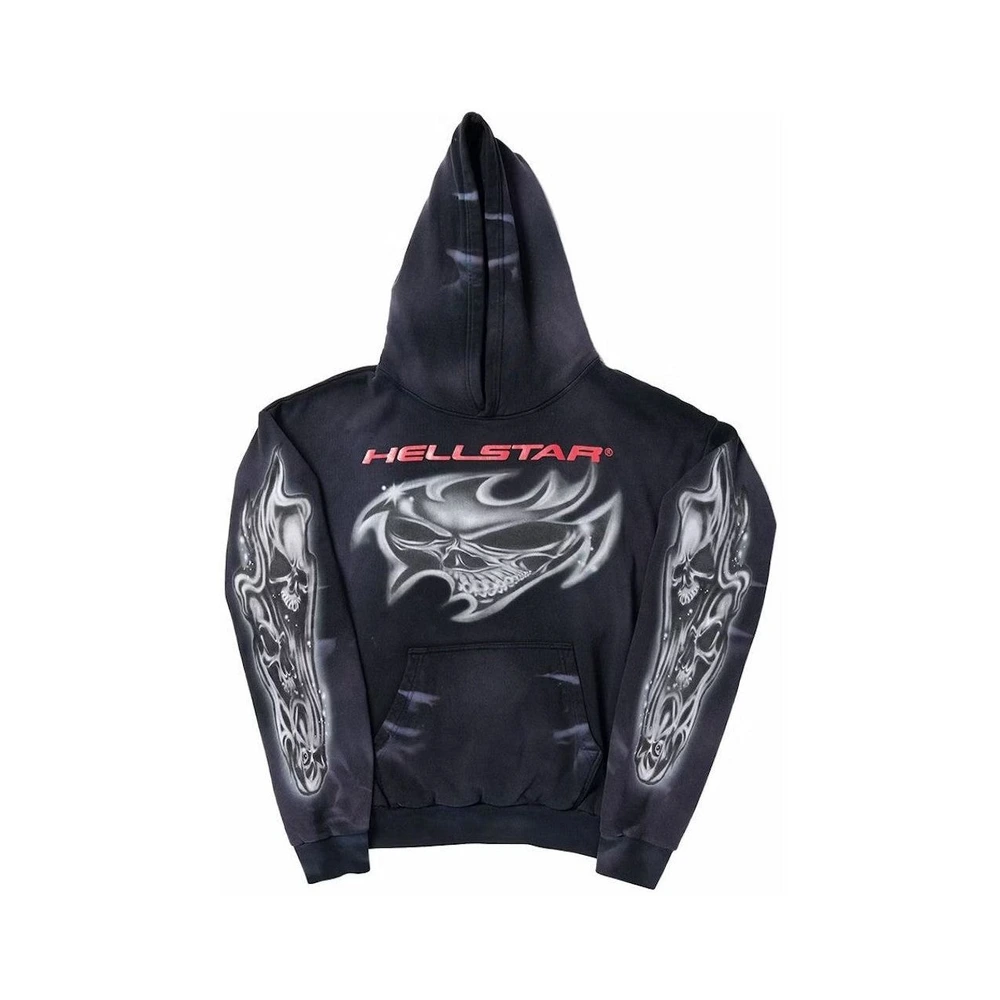 Hellstar Airbrushed Skull Hoodie Black