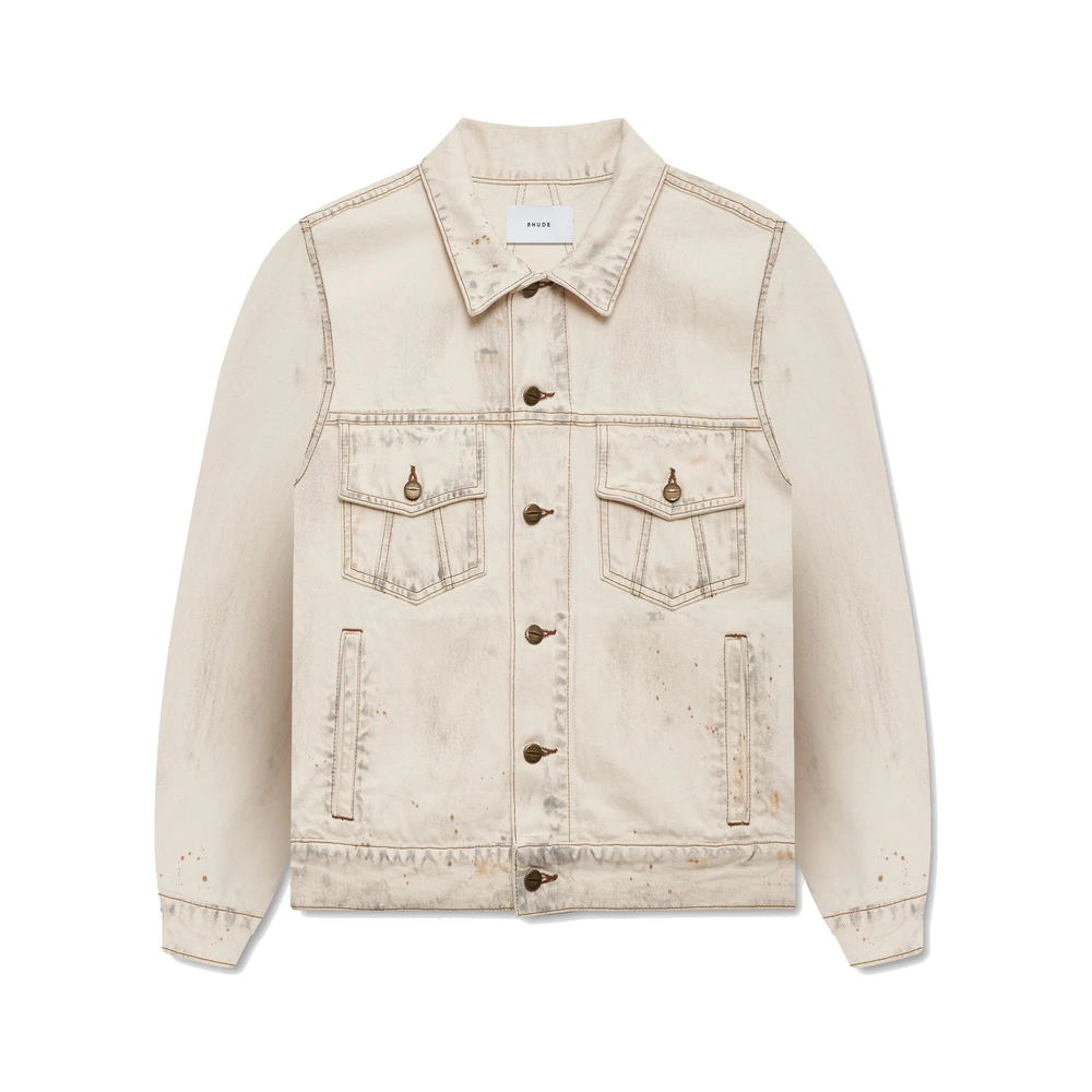 Rhude Drop-Neck Denim Trucker Jacket Woodland White