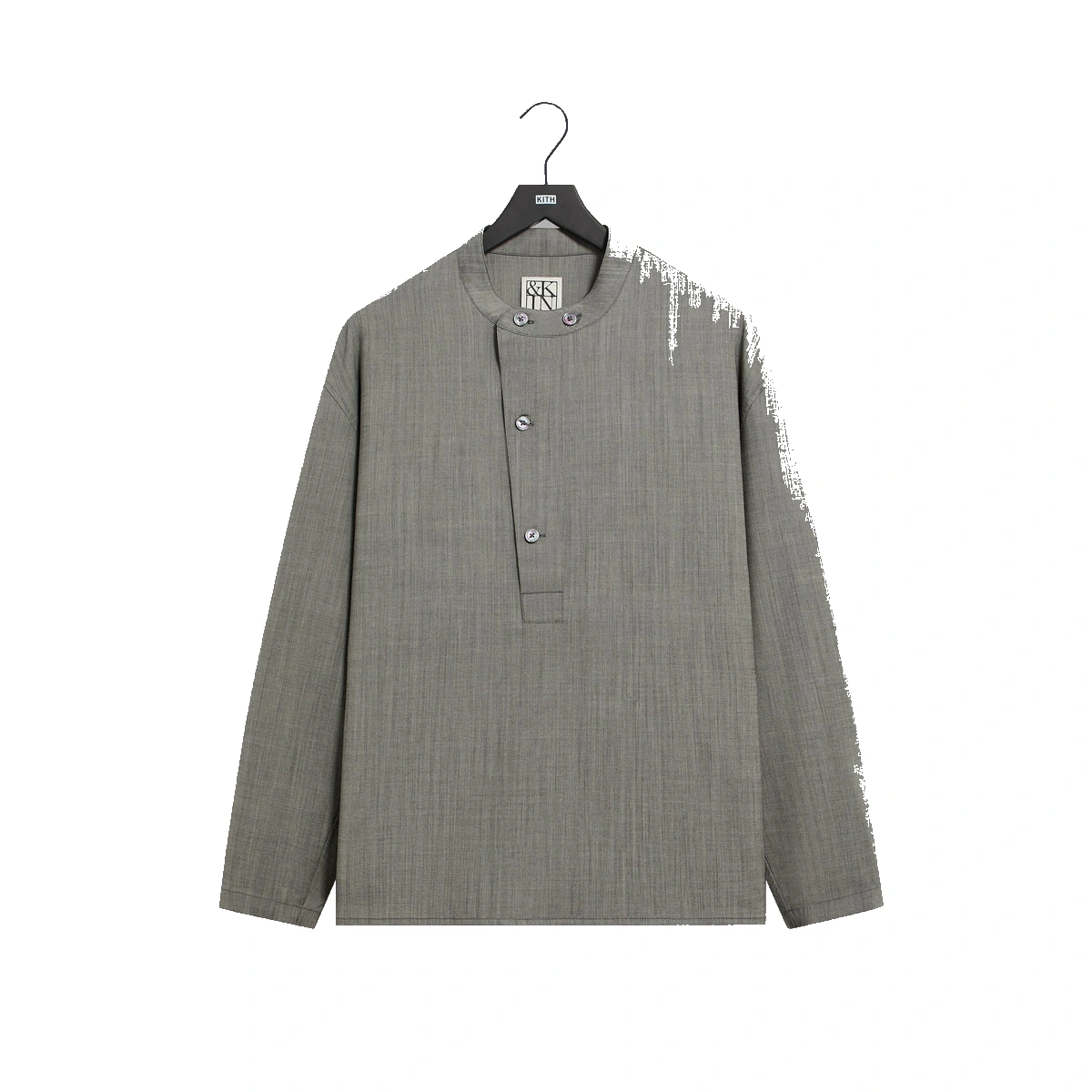 &Kin Tropical Wool Leven Shirt Grey Melange