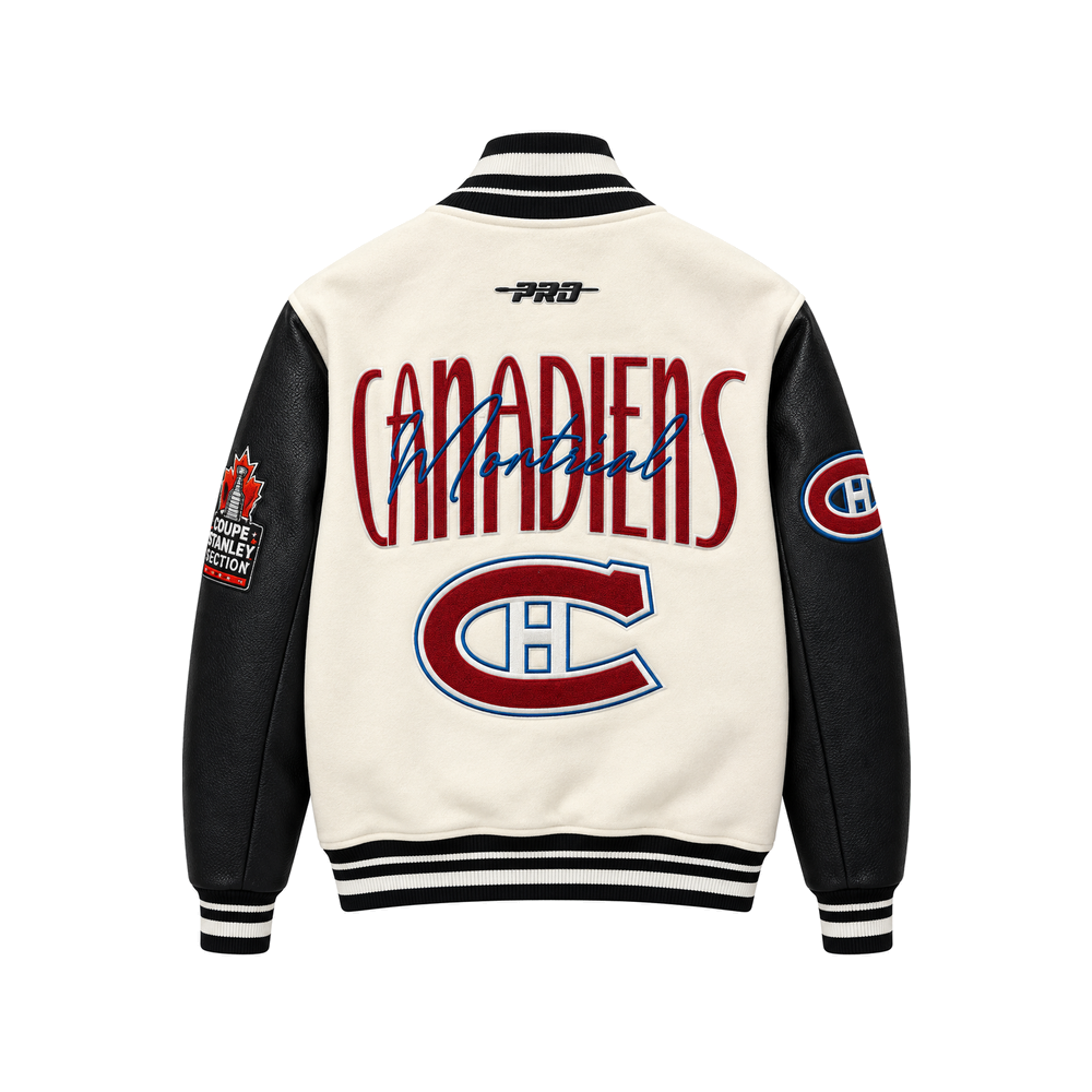 Pro Standard Montreal Canadians Vintage Varsity Jacket Egg Shell