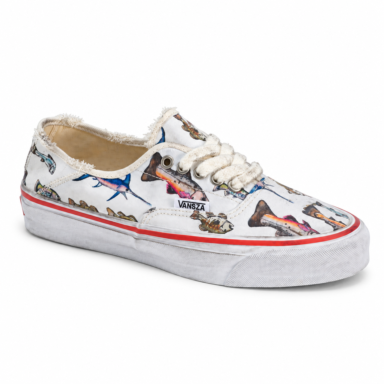 Vans x SZA VANSZA Authentic Kickdown Fish Print, right-facing side view on white