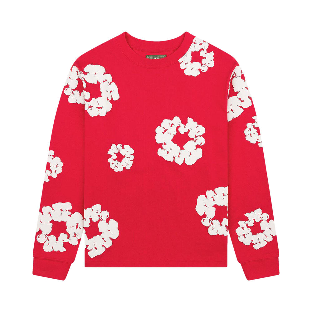 Denim Tears Long-Sleeve Wreath t-shirt Red