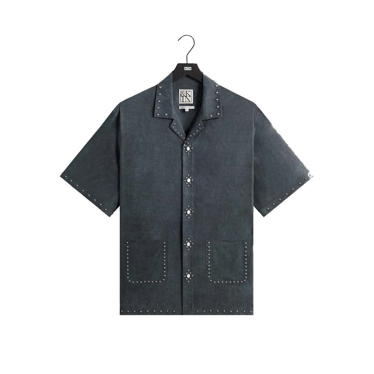&Kin Studded Cupro Linen Sawyer Shirt Somber