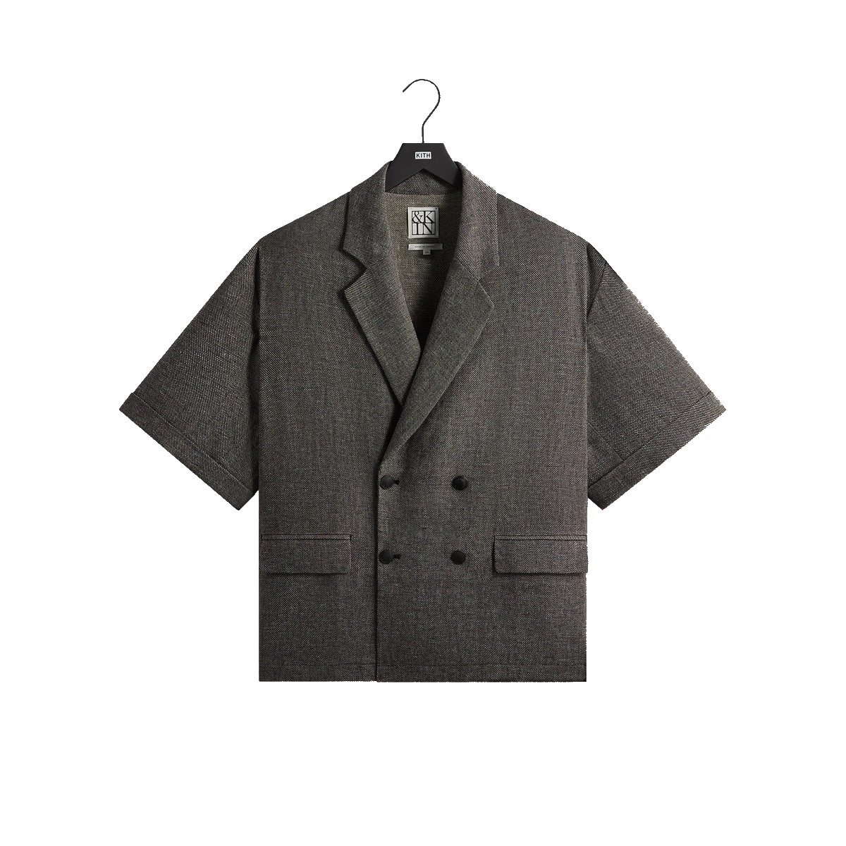 &Kin Textured Linen Ito Blazer Black Melange