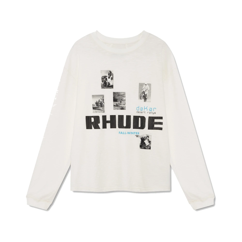 Rhude Winter 91 Rallye LS Slub Tee White / Black / Blue