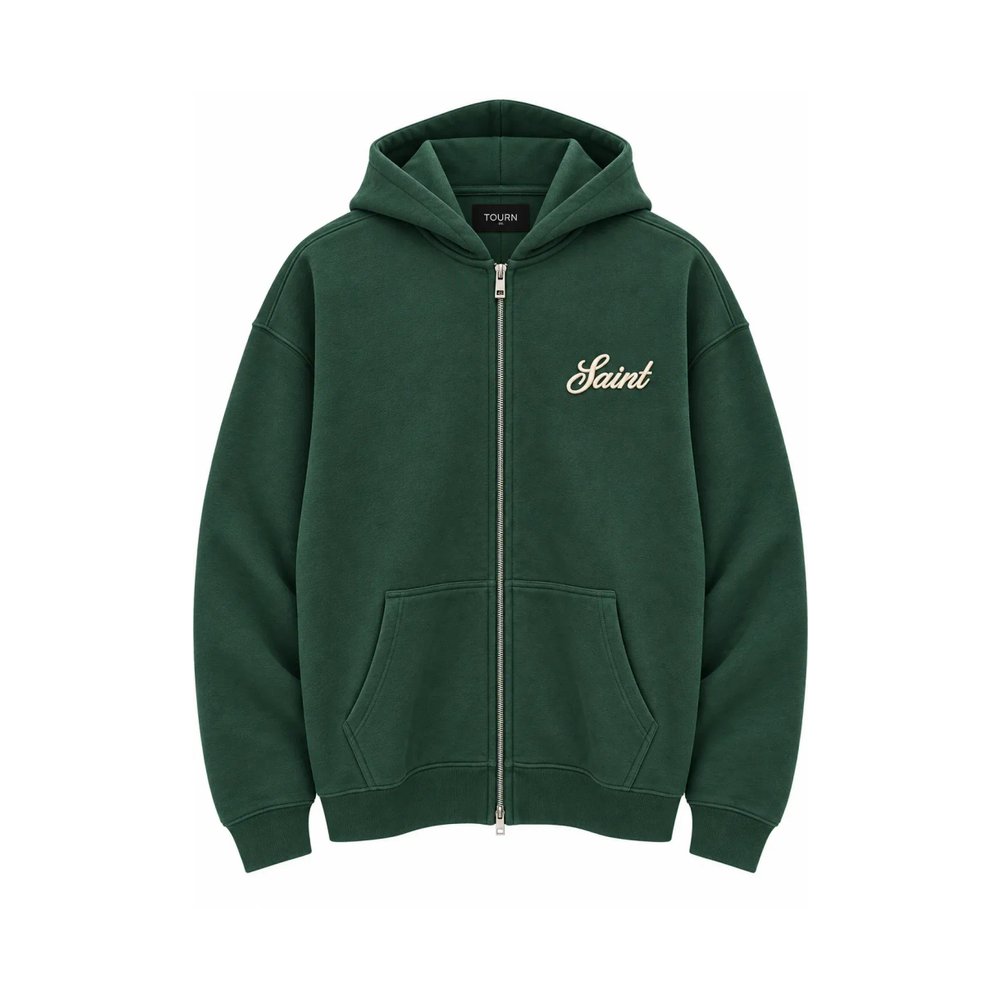 Saint Heavyweight Brushed Zip-Up Evergreen