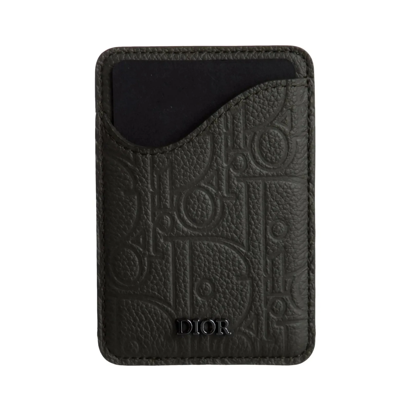 Dior Gravity Leather Saddle Magnetic Card Holder Green