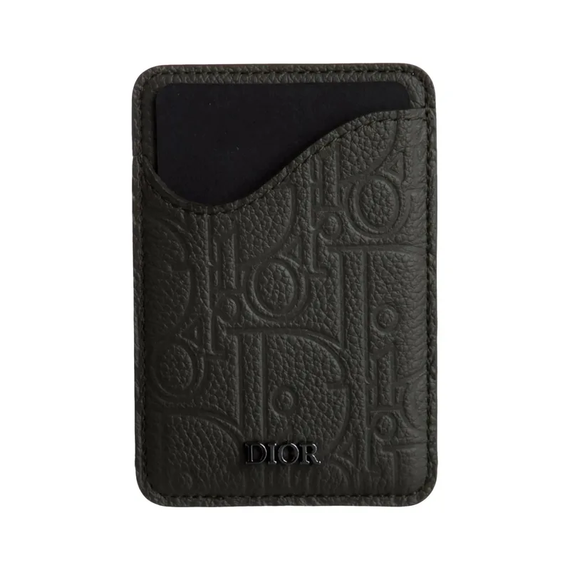 Dior Gravity Leather Saddle Magnetic Card Holder Green