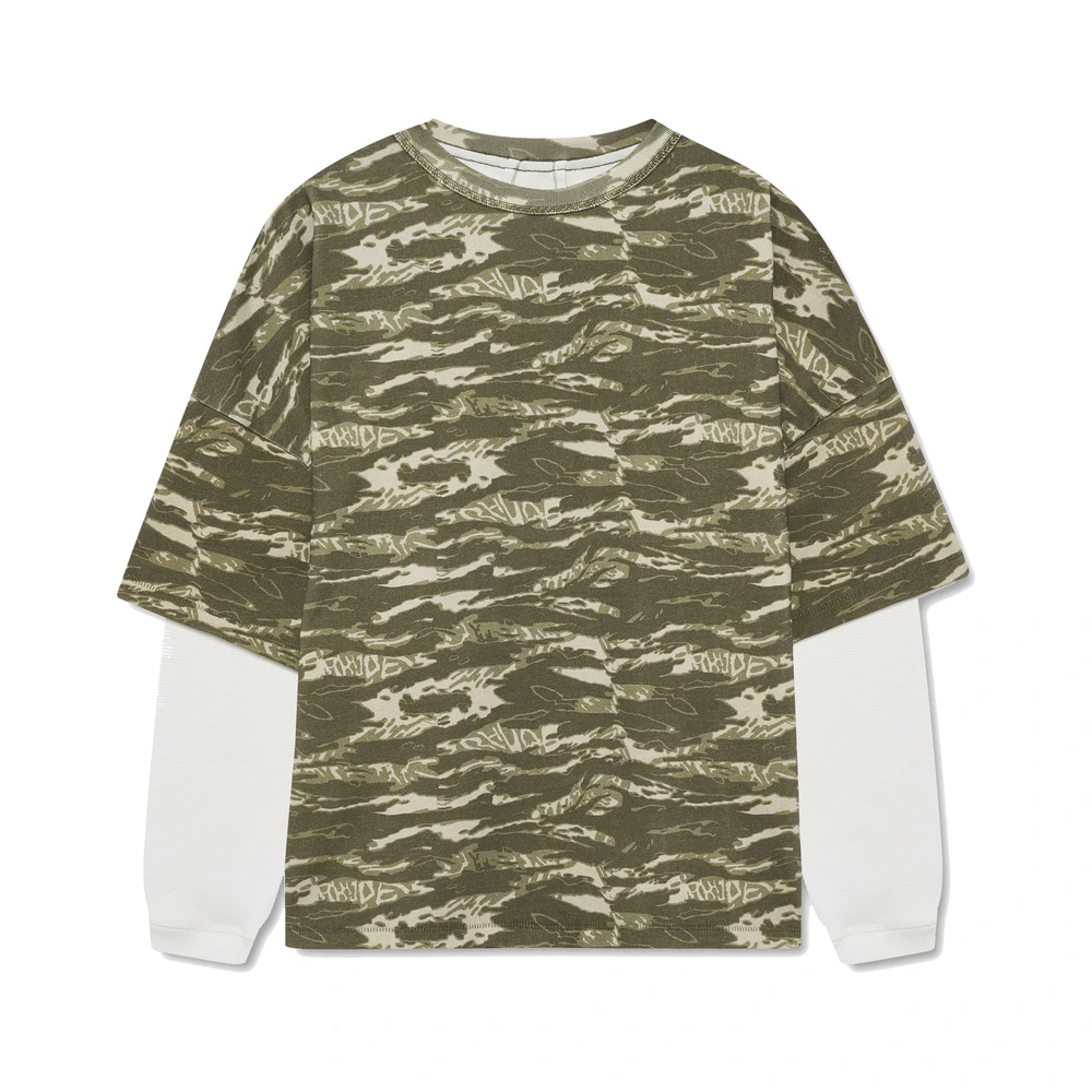 Rhude Tiger Camo Double-Layered Tee Multi Green