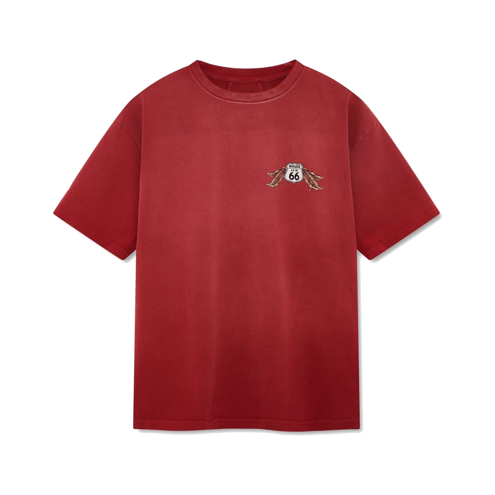 Rhude Oklahoma 66 Tee Washed Red / White