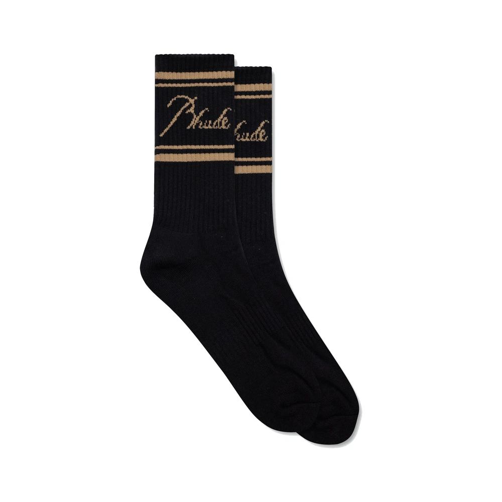 Rhude Script Logo Sock Black / Gold