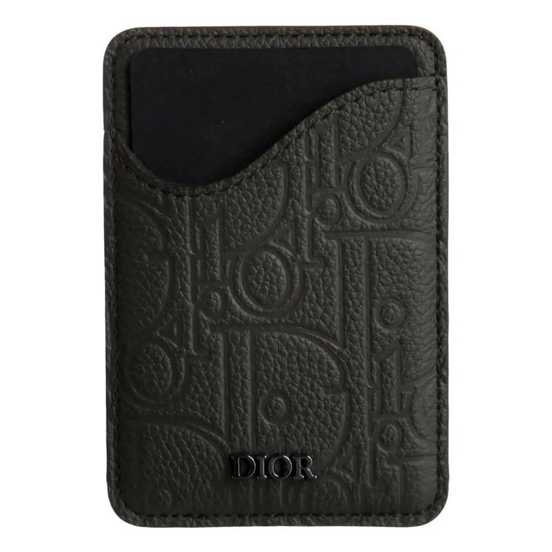 Dior Gravity Leather Saddle Magnetic Card Holder Green
