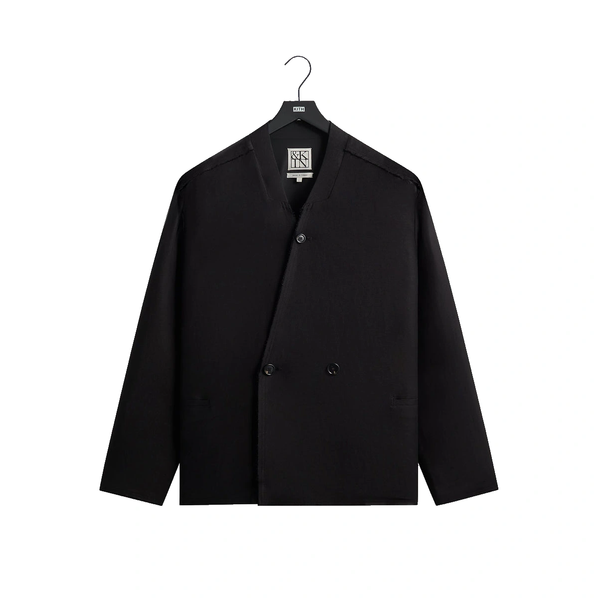 &Kin Long Sleeve Linen Viscose Twill Mathis Shirt Black