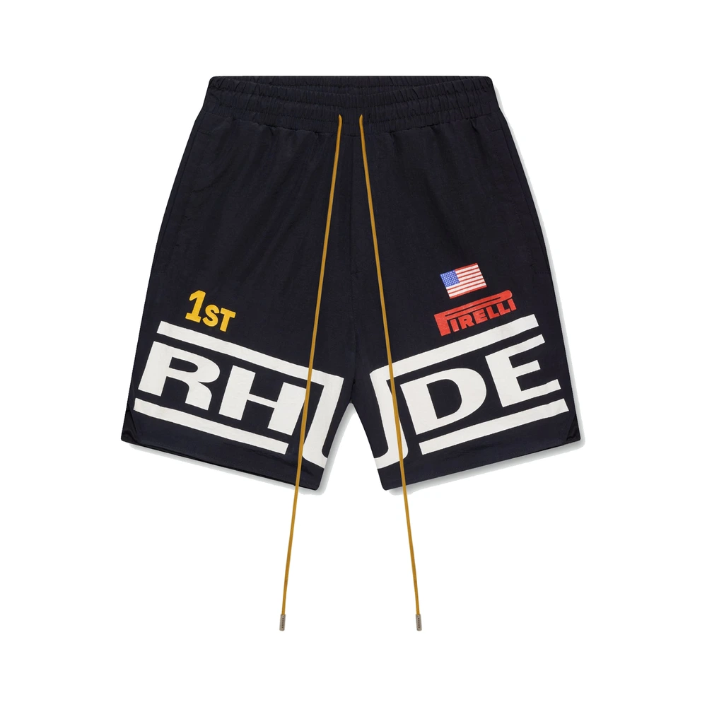Rhude x Pirelli Champions Logo Shorts Black / White