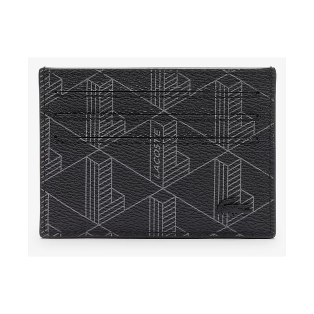 Lacoste-The Blend Monogram Print Canvas Card Holder Noir