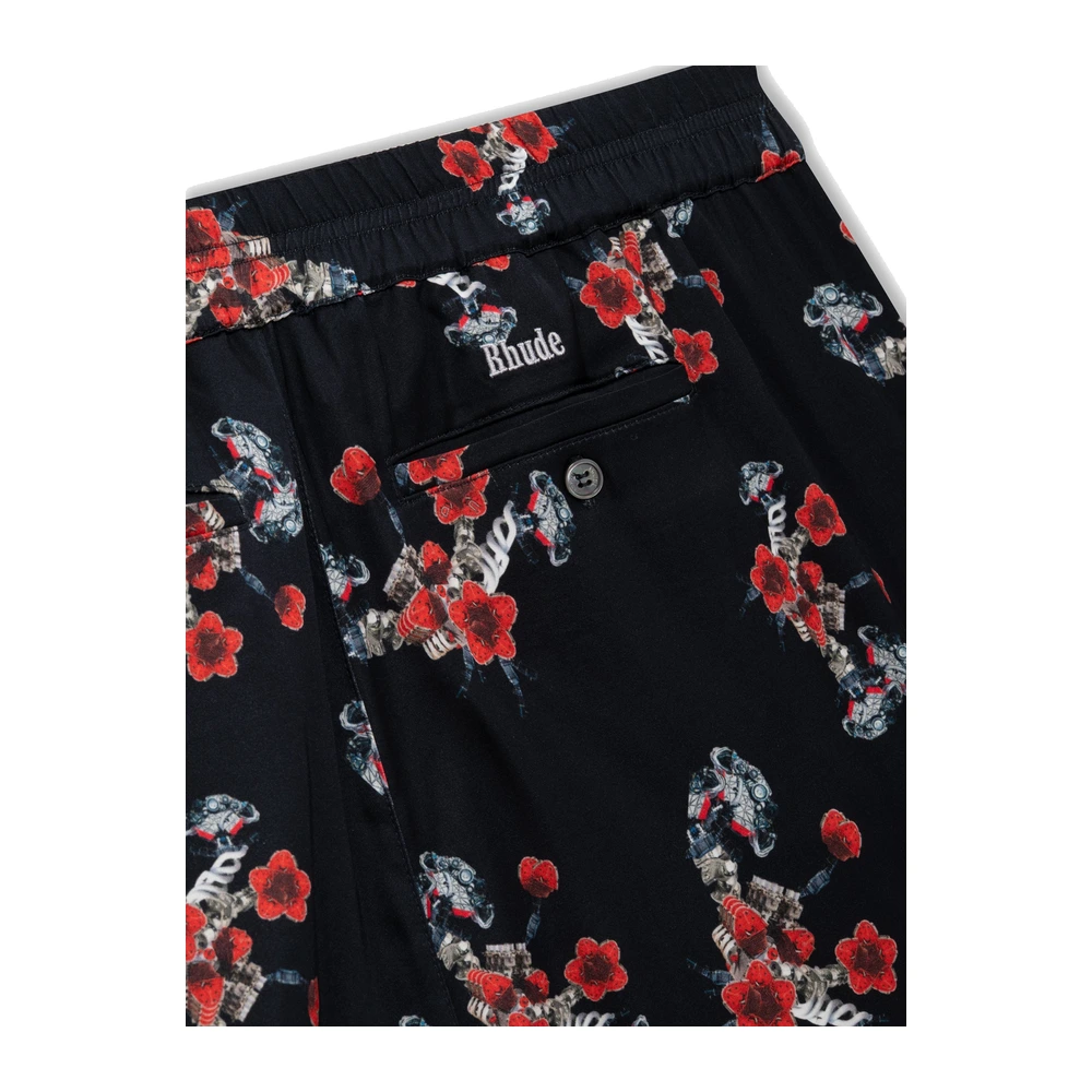 Rhude Turbo Floral PJ Shorts Black / Red / Multi