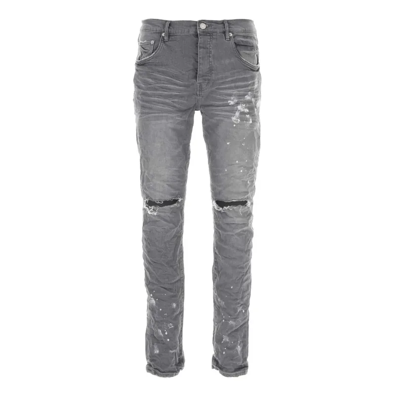 Purple Brand P001 Worn Grey Knee Slit Jeans
