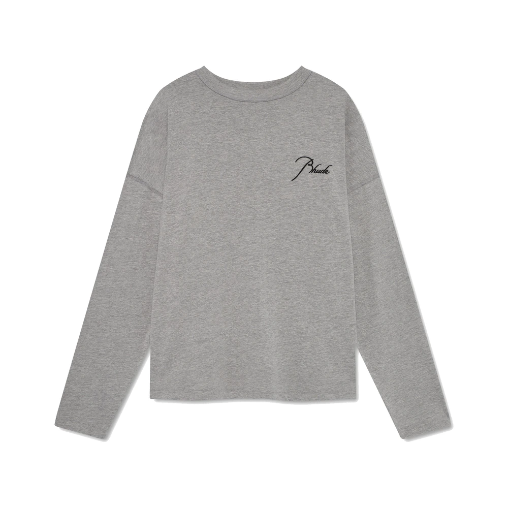 Rhude Classique Reverse LS Tee Heather Grey