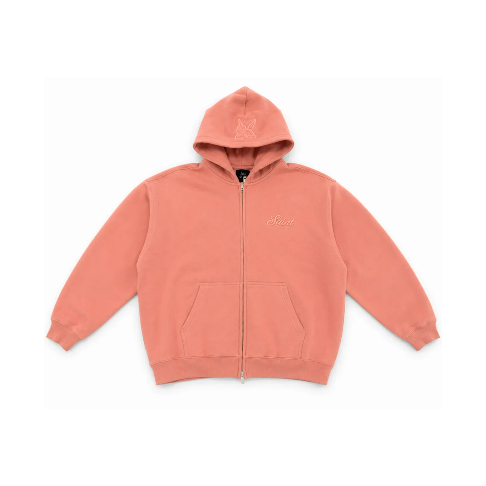 Saint Heavyweight Brushed Zip-Up Salmon
