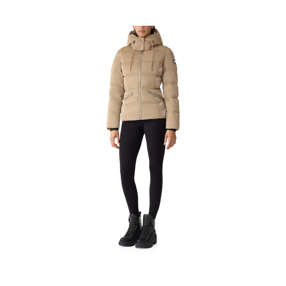 Mackage Madalyn-GLO High Gloss Down Jacket Removable Hood Camel