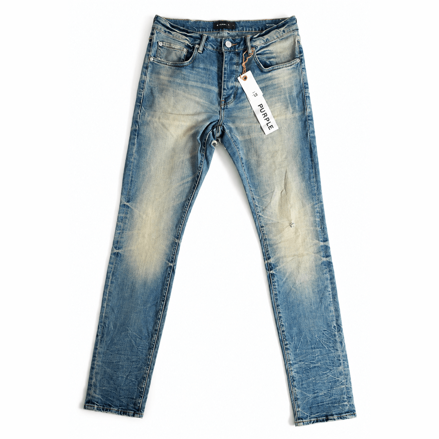 Purple Brand P001 Slim Patch Work Blue Distressed
