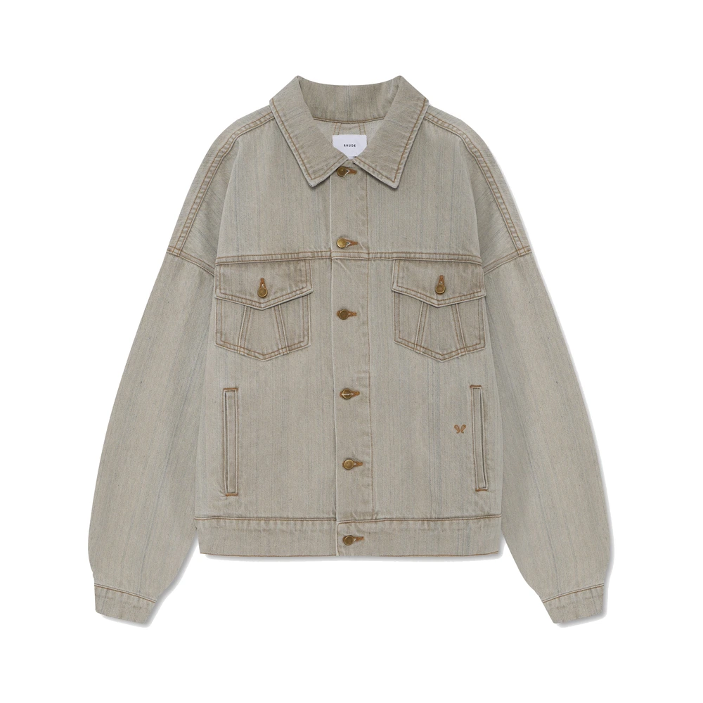 Rhude Drop-Neck Denim Trucker Jacket Liberty Grey