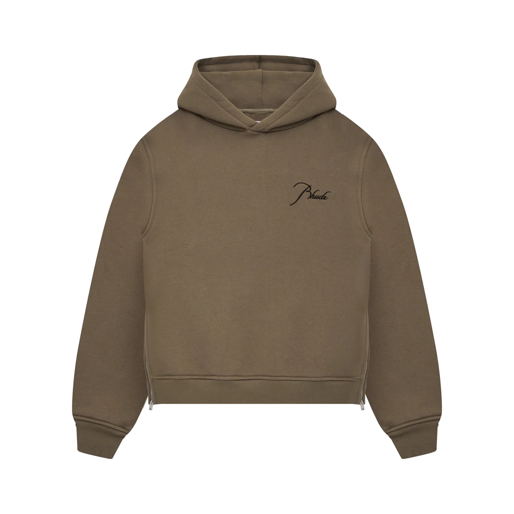 Rhude Classique Side Zip Pullover Hoodie Moss
