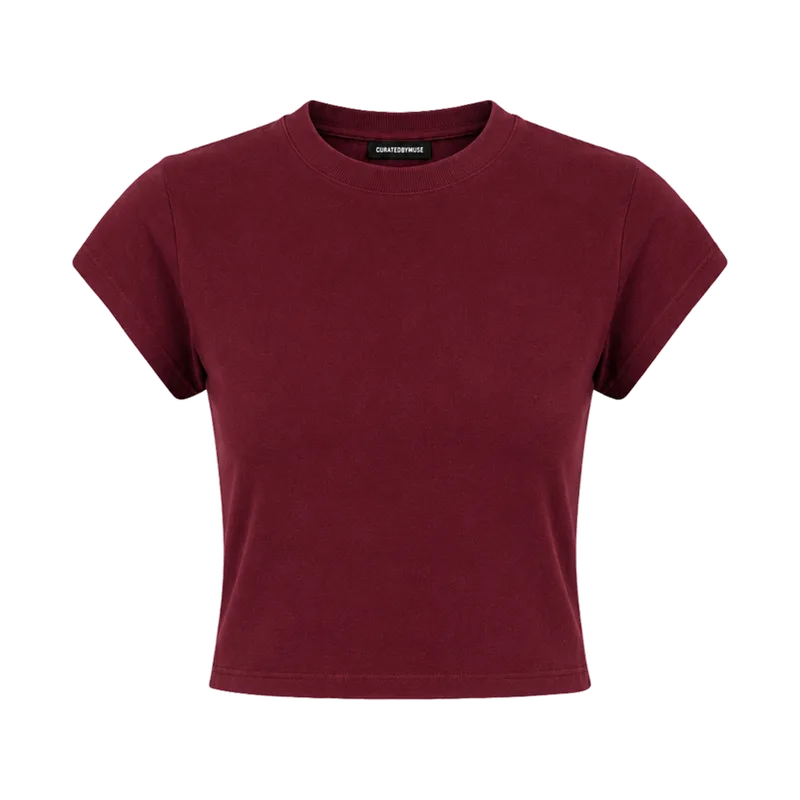 CBM T-shirt court en coton doux Cabernet