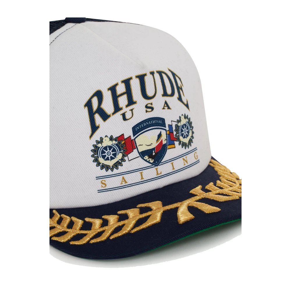 Rhude Usa Sailing Icon Trucker Hat Navy / White