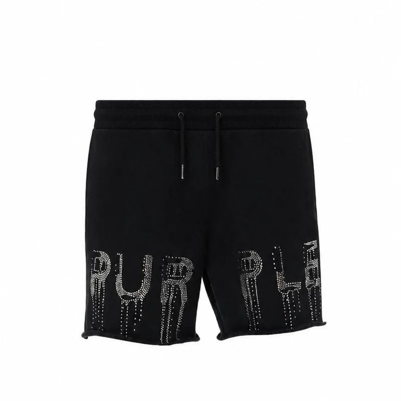 Purple Brand Hotfix Crystal Shorts Black