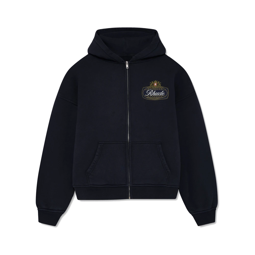 Rhude Safari Crest Zip-Up Hoodie Vintage Black / Blue / Red