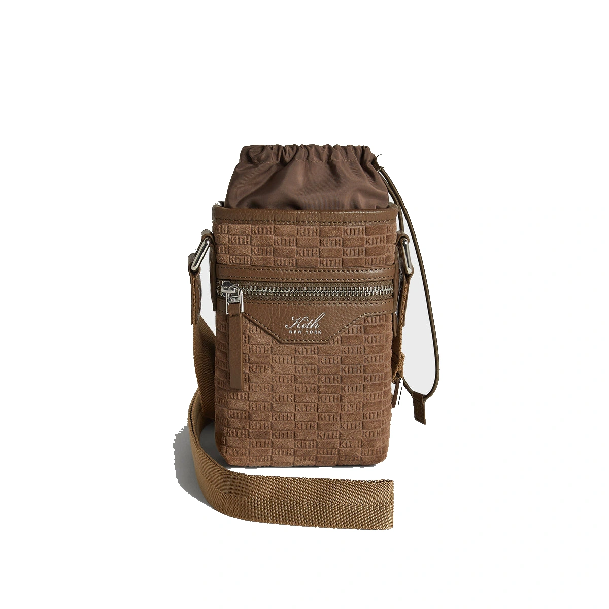 Kith Monogram Suede Drawstring Pouch Java