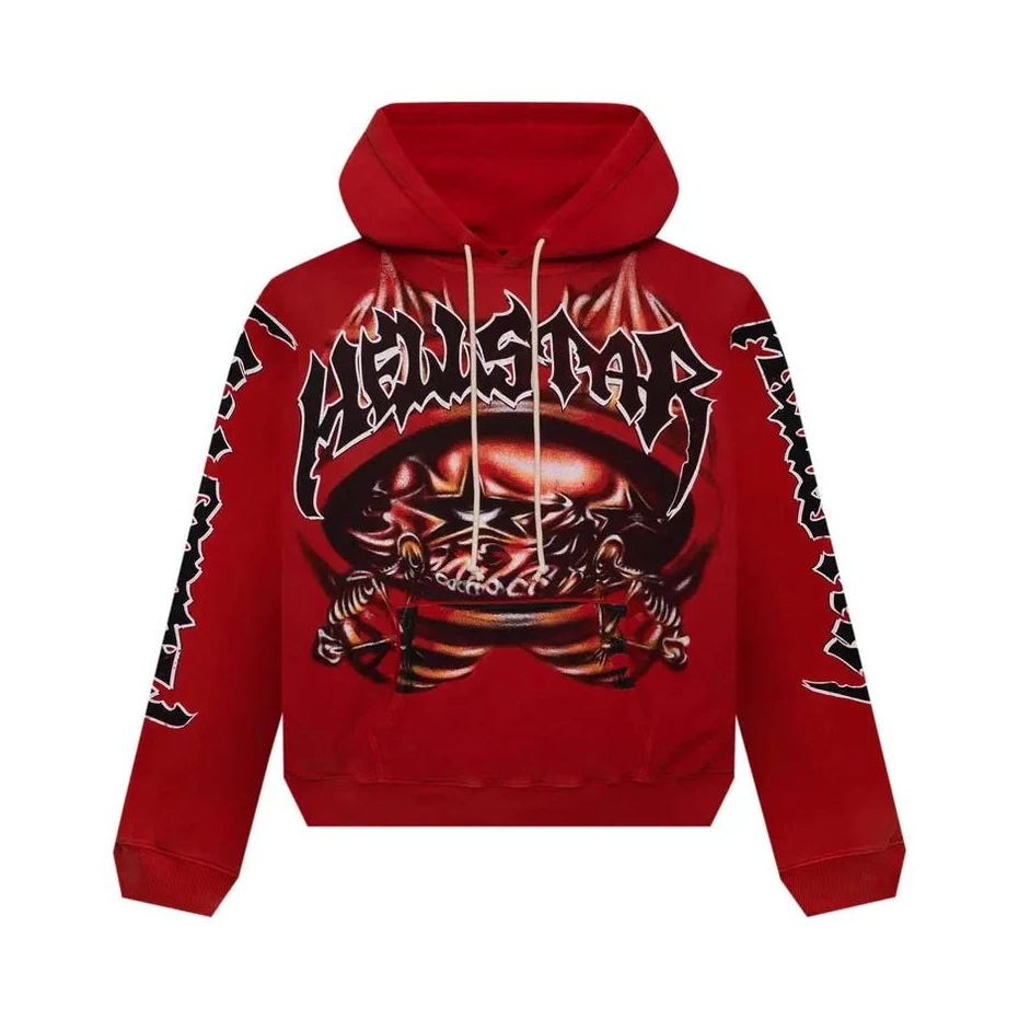 Hellstar Halloween Skeleton Airbrushed Hoodie Red
