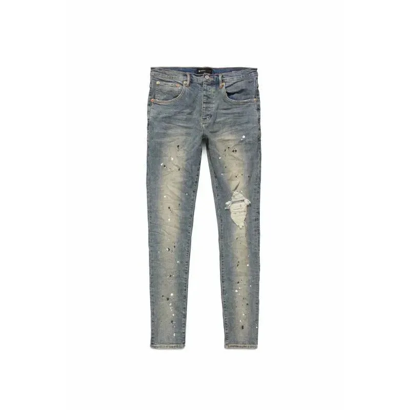 Purple Brand P002 Destroy Paint Jeans Mid Indigo