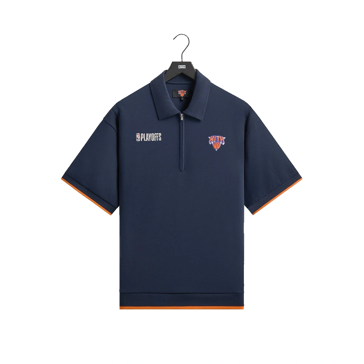 Kith for the New York Knicks Playoffs Zip Front Performance Knit Polo Nocturnal