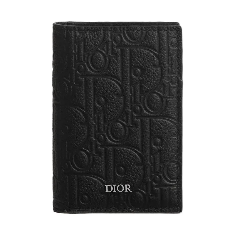Dior Gravity Leather Bifold Card Holder Black