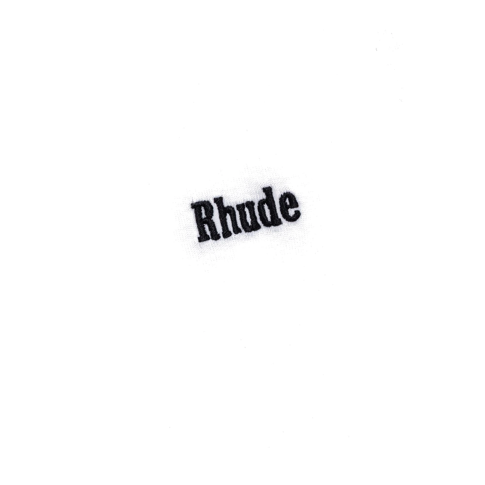 Rhude Logo Henley LS Tee White