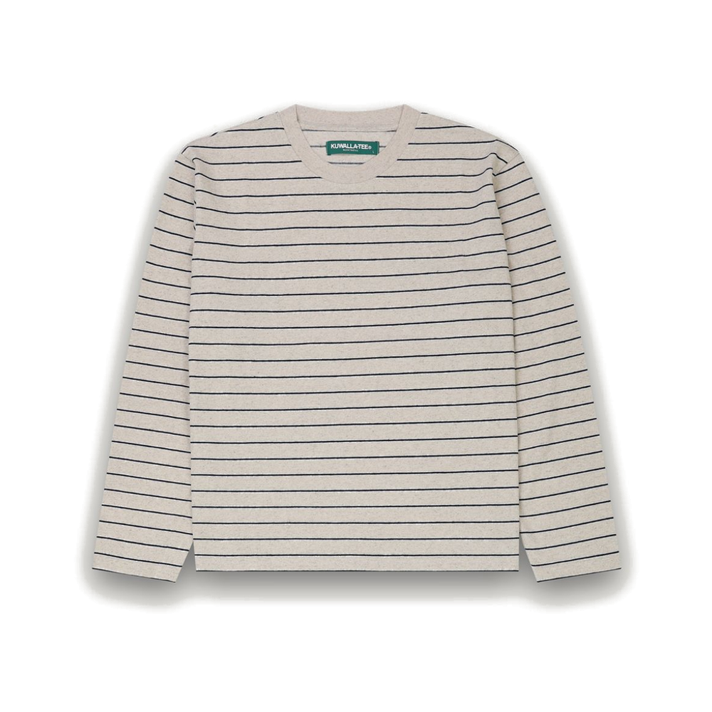 Kuwalla Tee Long Sleeve Linen Stripe Tee White