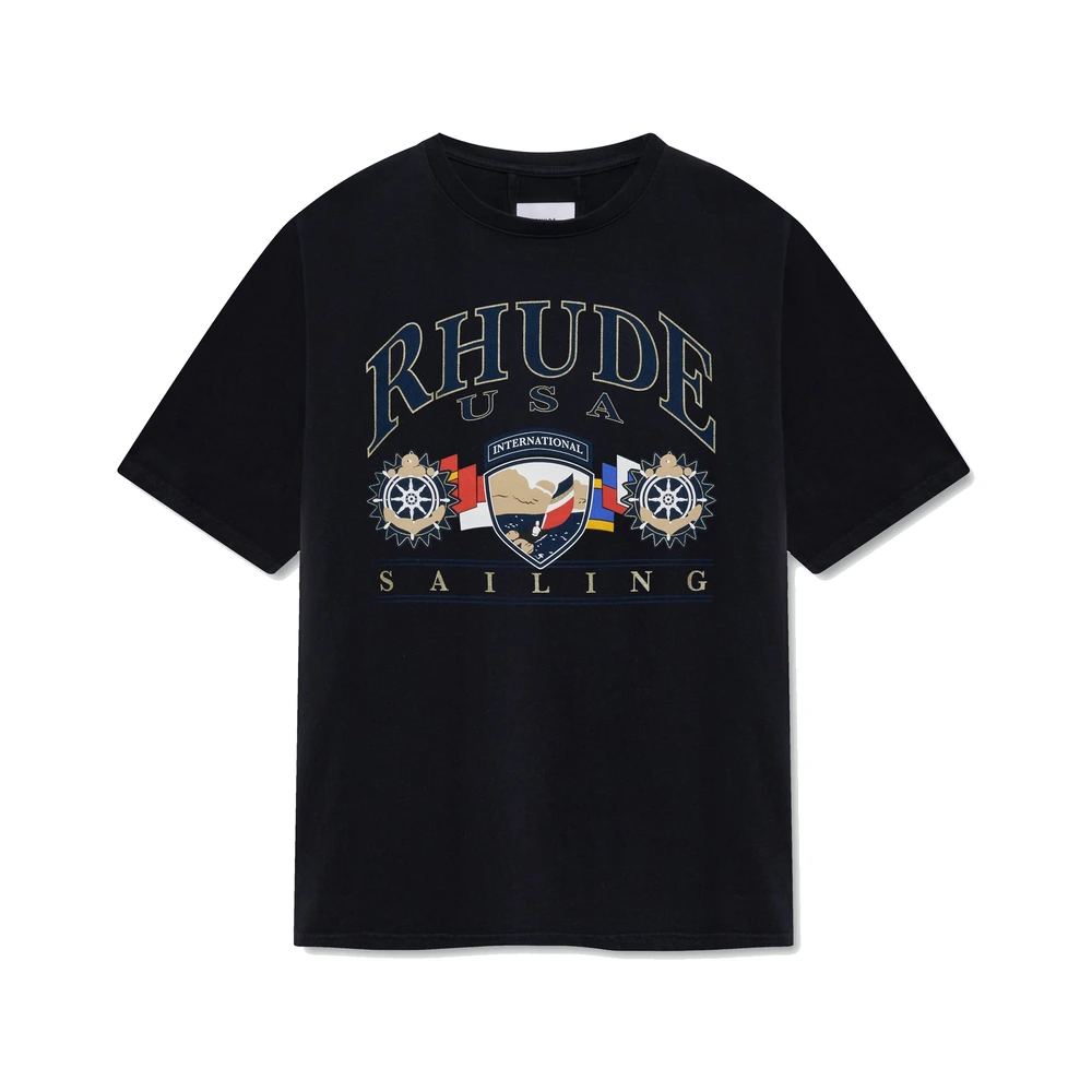 Rhude Usa Sailing Icon Tee Vintage Black / White