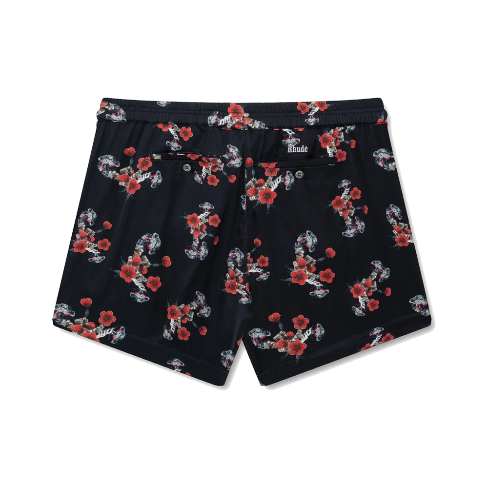 Rhude Turbo Floral PJ Shorts Black / Red / Multi