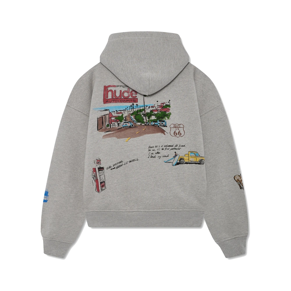 Rhude Highway One Hoodie Heather Grey / Multi